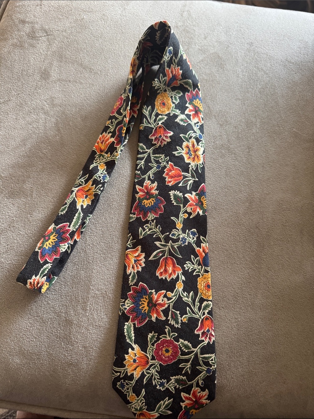 Aeropostale Black Floral Tie with Multicolor Blooms